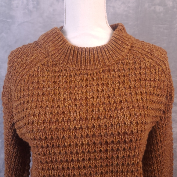 Universal Thread Warm Tan Brown Mock Neck knit Chunky Cropped Sweater Sz Small - Picture 9 of 14